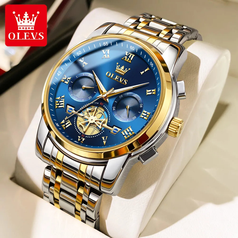 OLEVS Top Brand Men's Watches Classic Roman Scale Dial Luxury Wrist Watch for Man Original Quartz Waterproof Luminous Male reloj